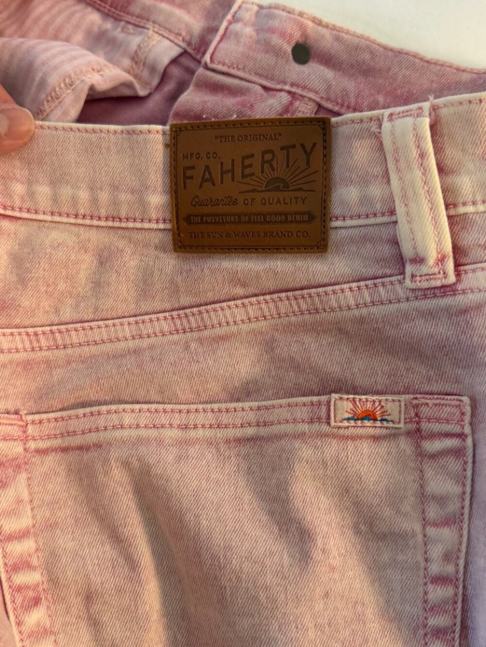 Faherty Pink Garment Dyed Denim Jeans W31 Straight Leg Premium Cotton Casual - Picture 4 of 10
